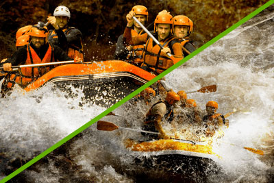 Mix of 2 images of rafting