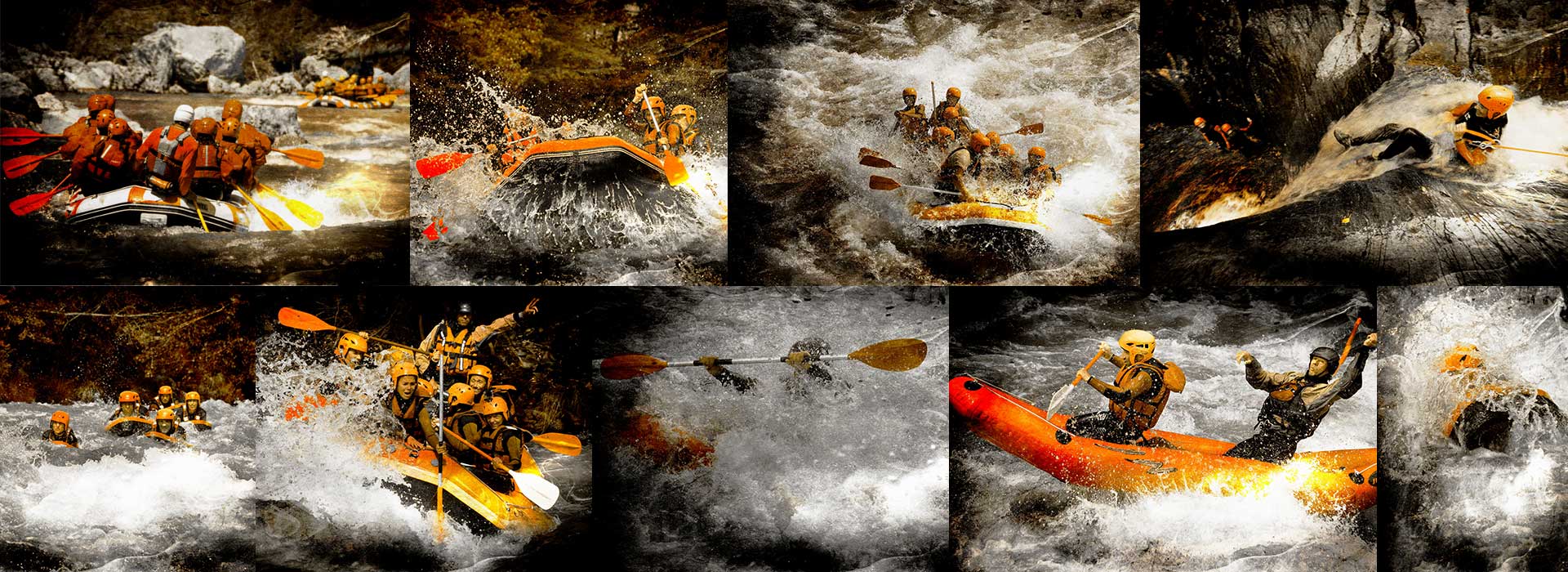 Different images with all the whitewater activities in Bourg-Saint-Maurice