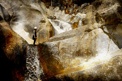 Magnificent canyon with a guide and his clients